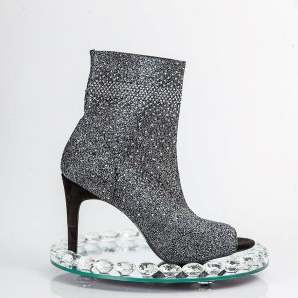 NIB INC Rhinestone Open Toe Ankle Boots -8 - Picture 1 of 11